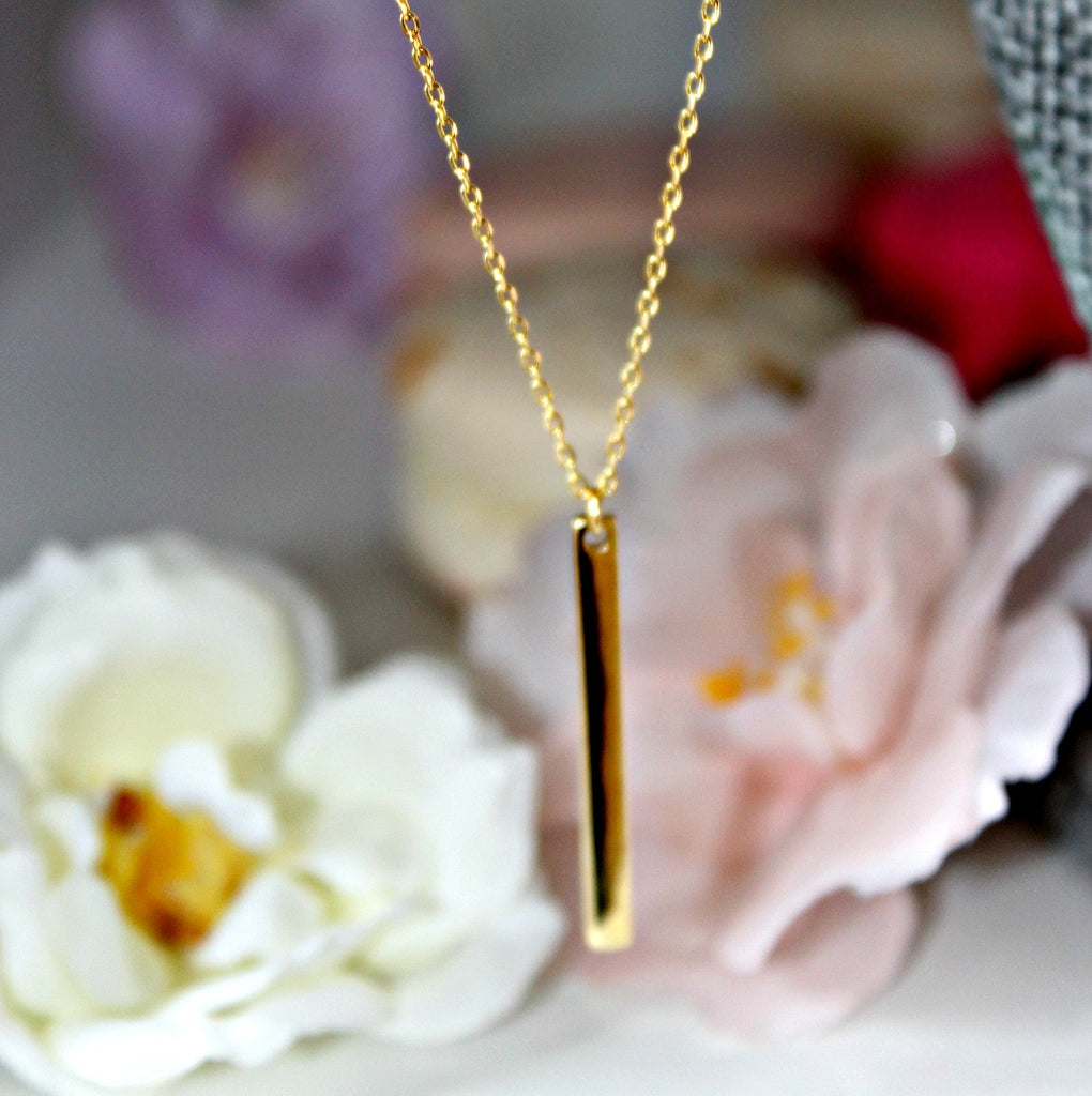 Gold Bar Drop Necklace - Dear Reverie