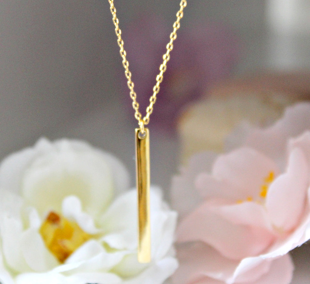 Gold Bar Drop Necklace - Dear Reverie