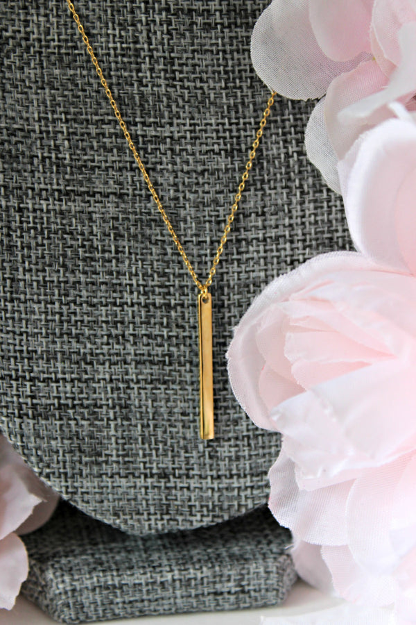 Gold Bar Drop Necklace - Dear Reverie