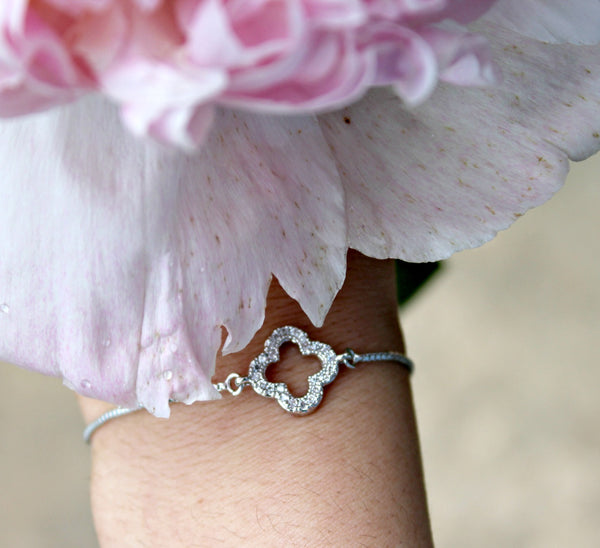 Quatrefoil Silver Slider Bracelet - Dear Reverie